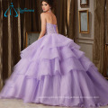 Sequined Beading Crystal Tiered Quinceanera Dresses Ball Gown